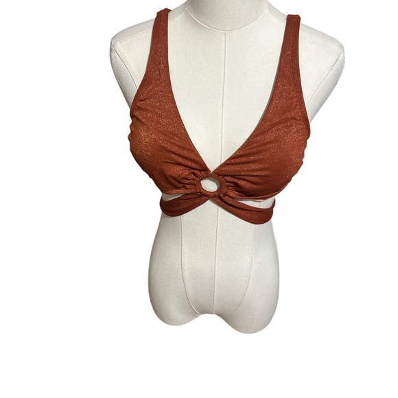 New CUPSHE Bronze Shimmer Bikini Set Ring Detail Tie Back Medium - Picture 2 of 9